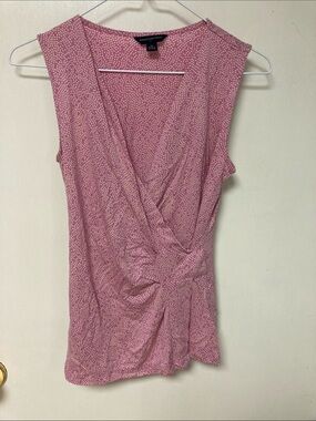 Banana Republic Pink Dot Faux Wrap Top